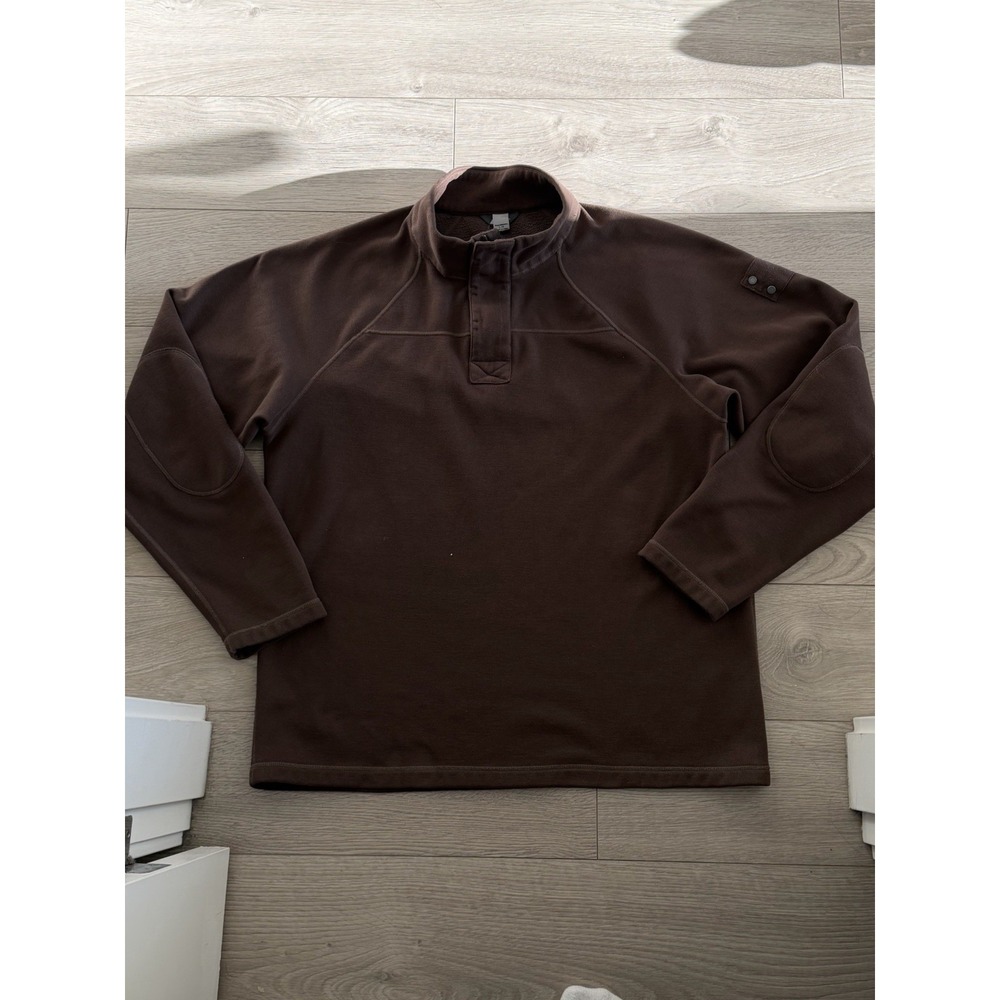 Vintage MEC Mens Large Brown Fleece Pullover Snap Neck Quarter Outdoor Hiking